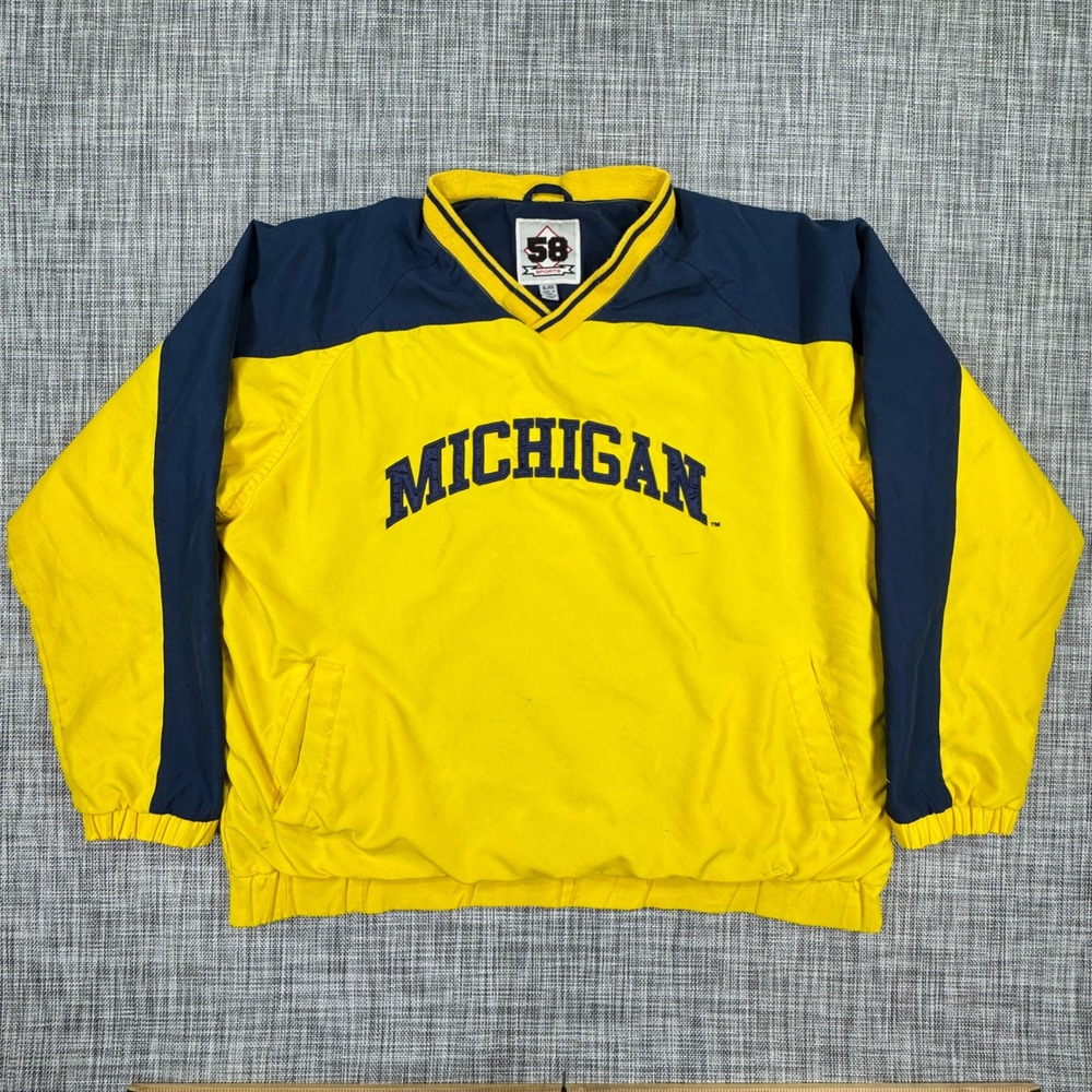 Vintage 58 Sports Michigan Wolverines Pullover Windbreaker Jacket Men's XL 90s
